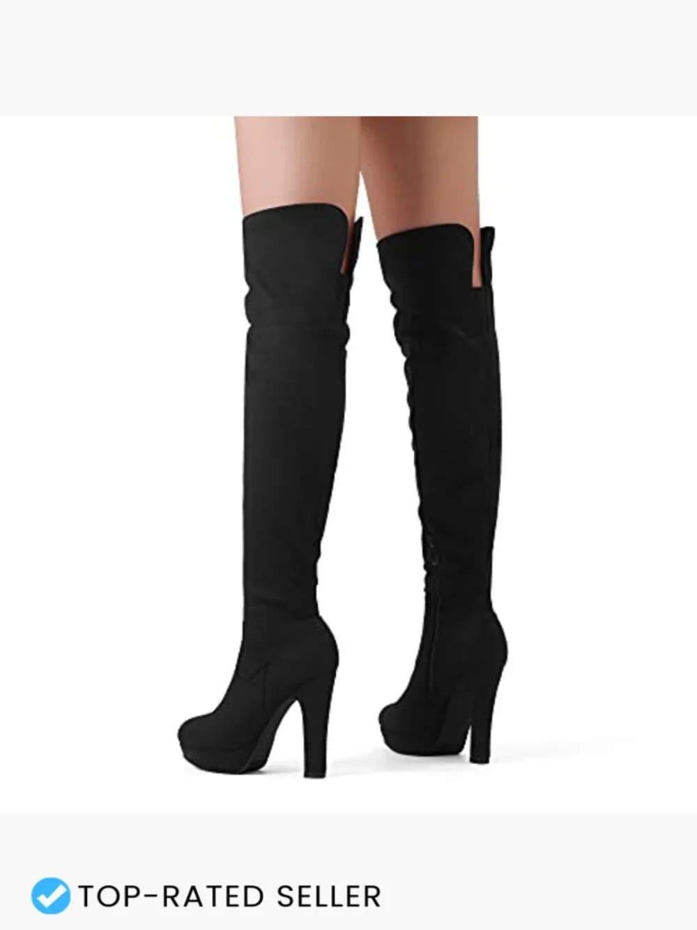Chunky High Heel Over The Knee Boots Platform Stretch Suede Block Y2K